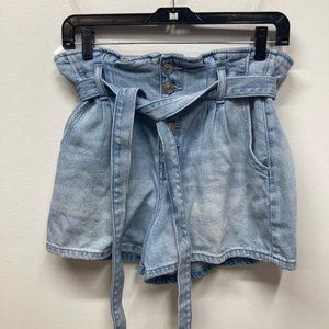 American Eagle blue hi-rise paper-bag denim mom short 4